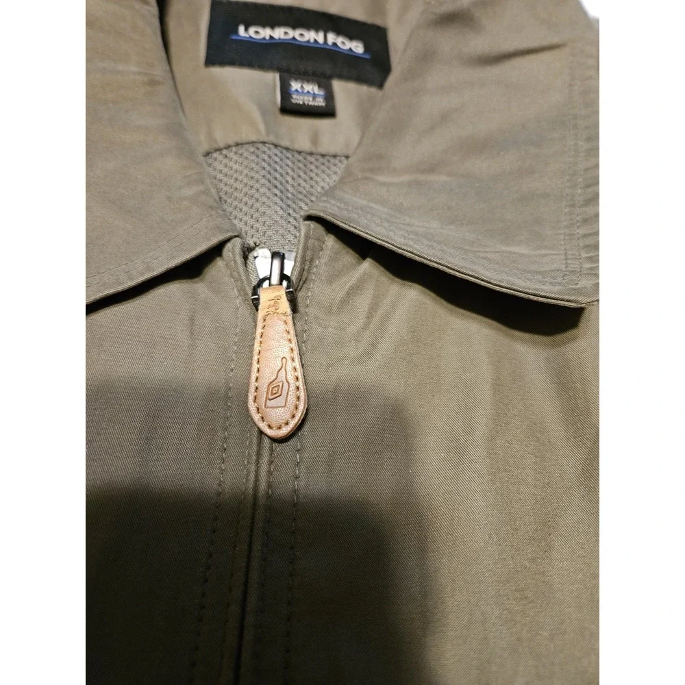 London Fog‎ Jacket Mens XXL Tan Full Zip In Out Pockets Lined Windbreaker Golf